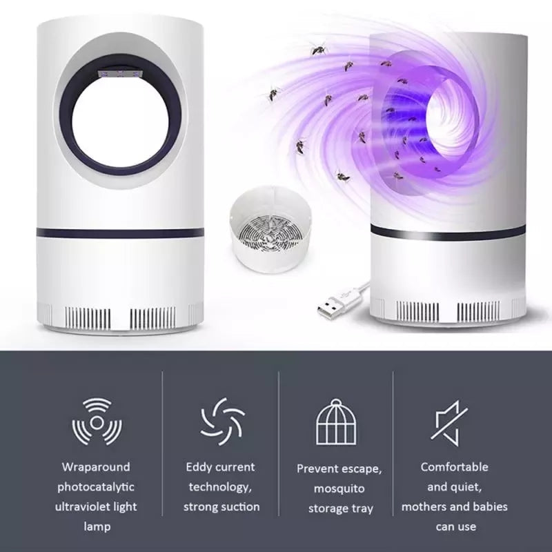 Electric Fly Bug Mosquito Insect Killer – LED Light Trap Control Lamp with USB Power Supply & Adapter